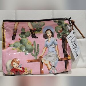 Atenti "Cowgirl Pink" accessories pouch featuring a vintage Western style cotton